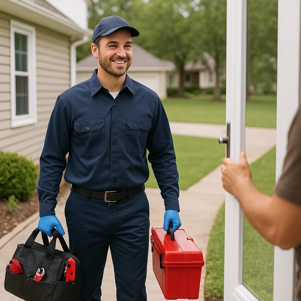 home service company arrives at new customers house