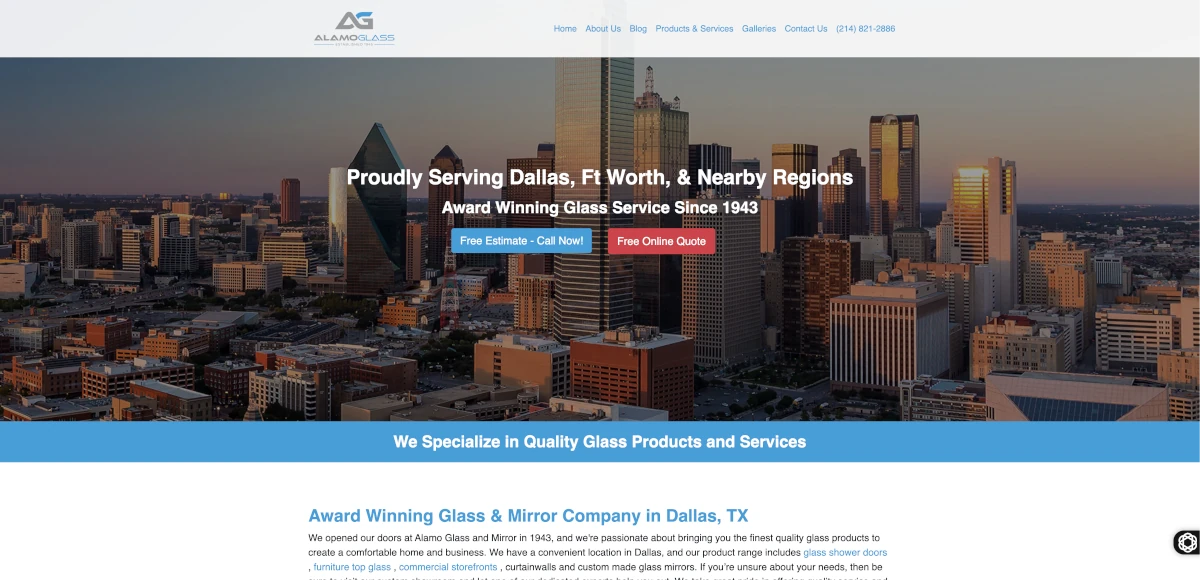 Alamo Glass and Mirror Website