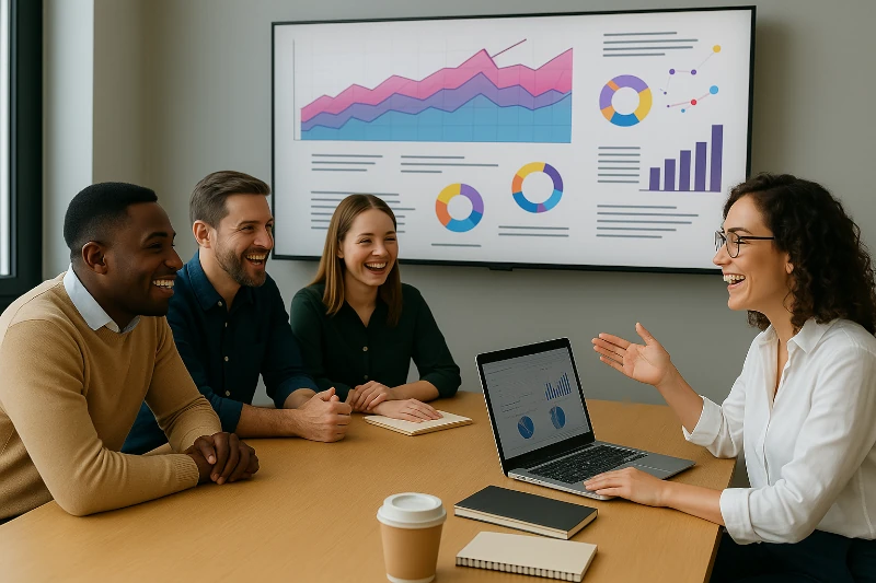 Digital marketing team discussing a new Senior living community project